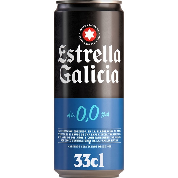 CERVEZA ESTRELLA GALICIA 0'0% LATA 33CL